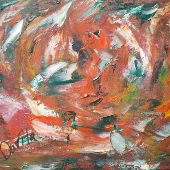 New Original "Red River Man Cave Abstract" 11"x14" oil painting by Davila signed - Picture 1 of 5